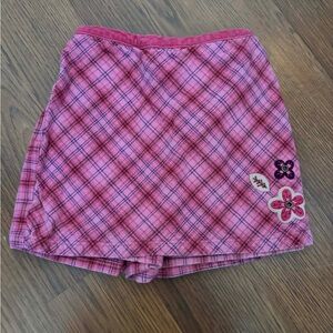 OshKosh B'gosh Pink Plaid Skort with Floral Details